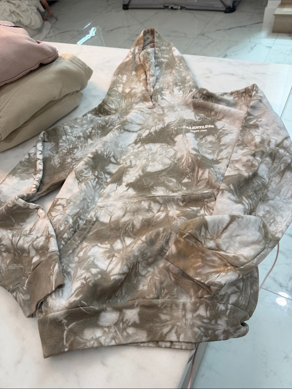 Talentless size medium Tie-Dye Hooded Sweatshirt in Taupe & Cream @@@@
